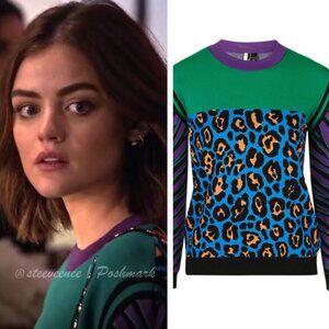 RARE Topshop Animal Print Color Block Jumper Sweater ASO Aria Montgomery